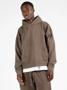 Hours Men's Faded Brown Pullover Hooded Sweatshirt